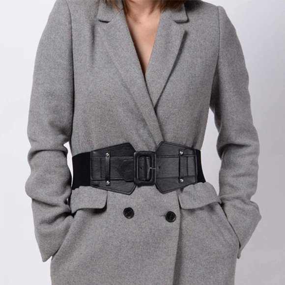 Boutique Accessories - Women Wide Elastic Waist Belt Vintage PU Leather
